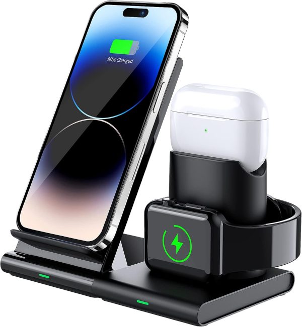 3-in-1 Wireless Charging Stand for iPhone, AirPods & Apple Watch