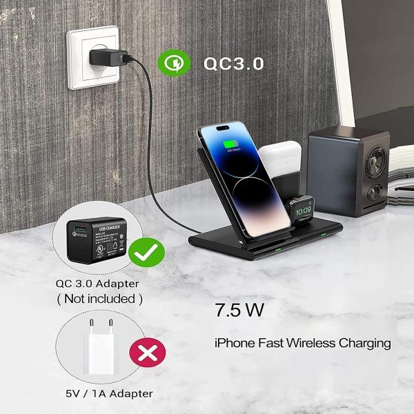 3-in-1 Wireless Charging Stand for iPhone, AirPods & Apple Watch - Image 3
