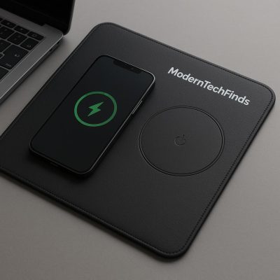 Multifunctional Desk Mat with Wireless Charging & Organizer Slots