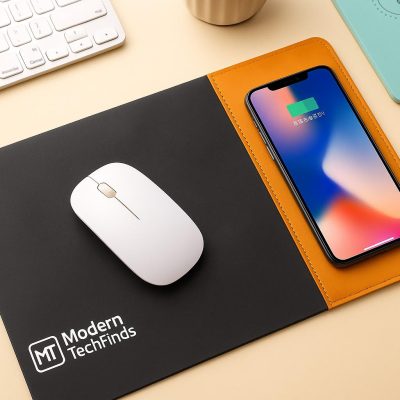 Multifunctional Desk Mat with Wireless Charging & Organizer Slots