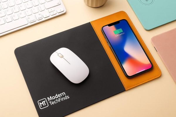 Multifunctional Desk Mat with Wireless Charging & Organizer Slots